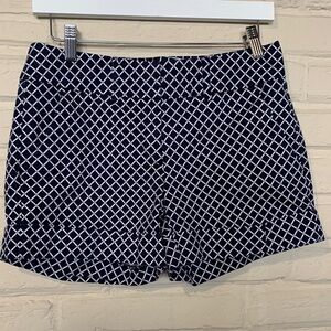 New York & Company Navy and White Geometric Shorts